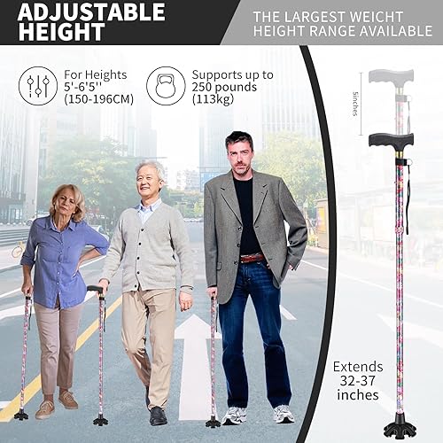 Miniatura 5 de Walking Cane ATMTV Cane para mujer  Movilidad y ayuda para la vida diaria  Bastón plegable portátil de 5 niveles de altura ajustable  Cómodo mango