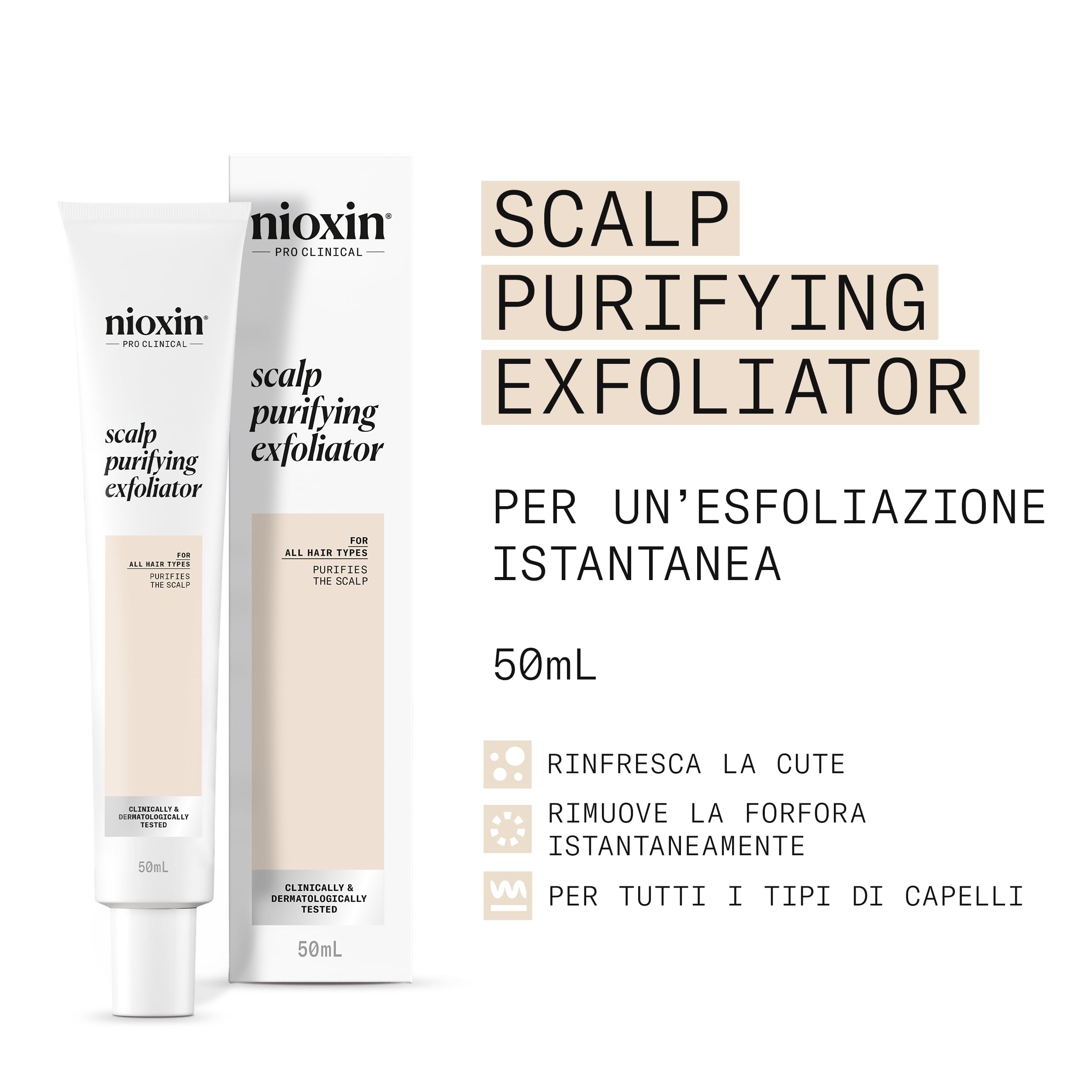 Nioxin Scalp Purifying Exfoliator - Trattamento Antiforfora Esfoliante per il Cuoio Capelluto - con Burro di Karité e Olio di Menta Piperita (50ml)
