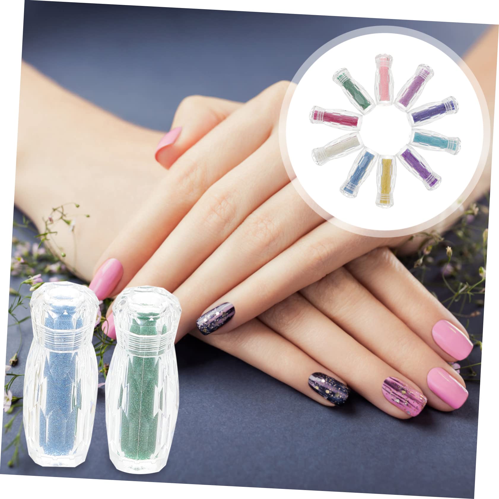 Palline di Vetro per Nail Art 10 Bottiglie Decorazioni Unghie | Microperle di Caviar, Accessori per Nail Art, per Uso su Unghia e Craft Making, Effetto Brillante