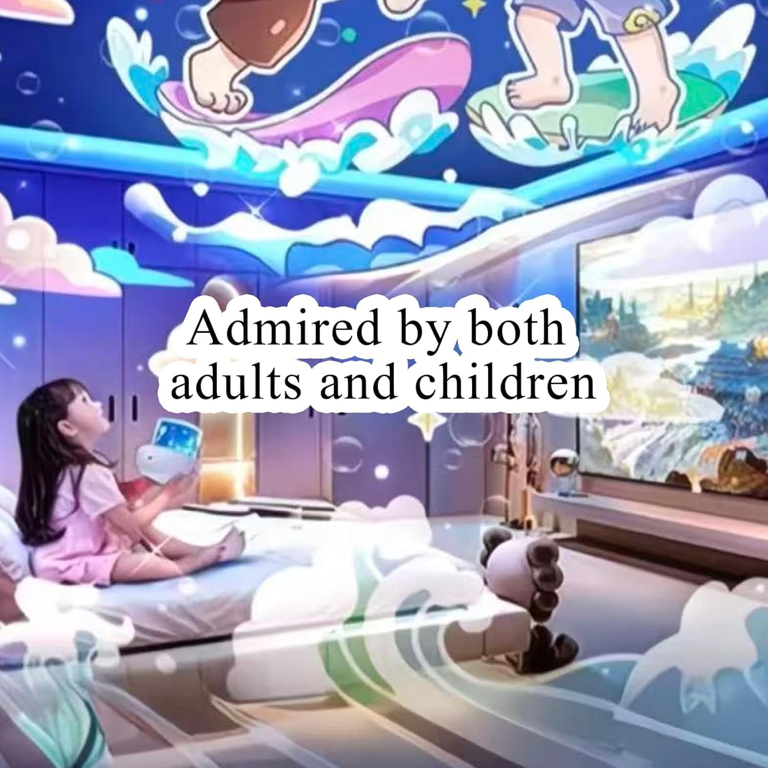Kids Cartoon Projector Lamp, Cartoon Robot Car Projection Lamp, Rechargeable Robot Night Light with 12 Slides+360° Rotation Silent Kids Night Light, Christmas Birthdays Gifts