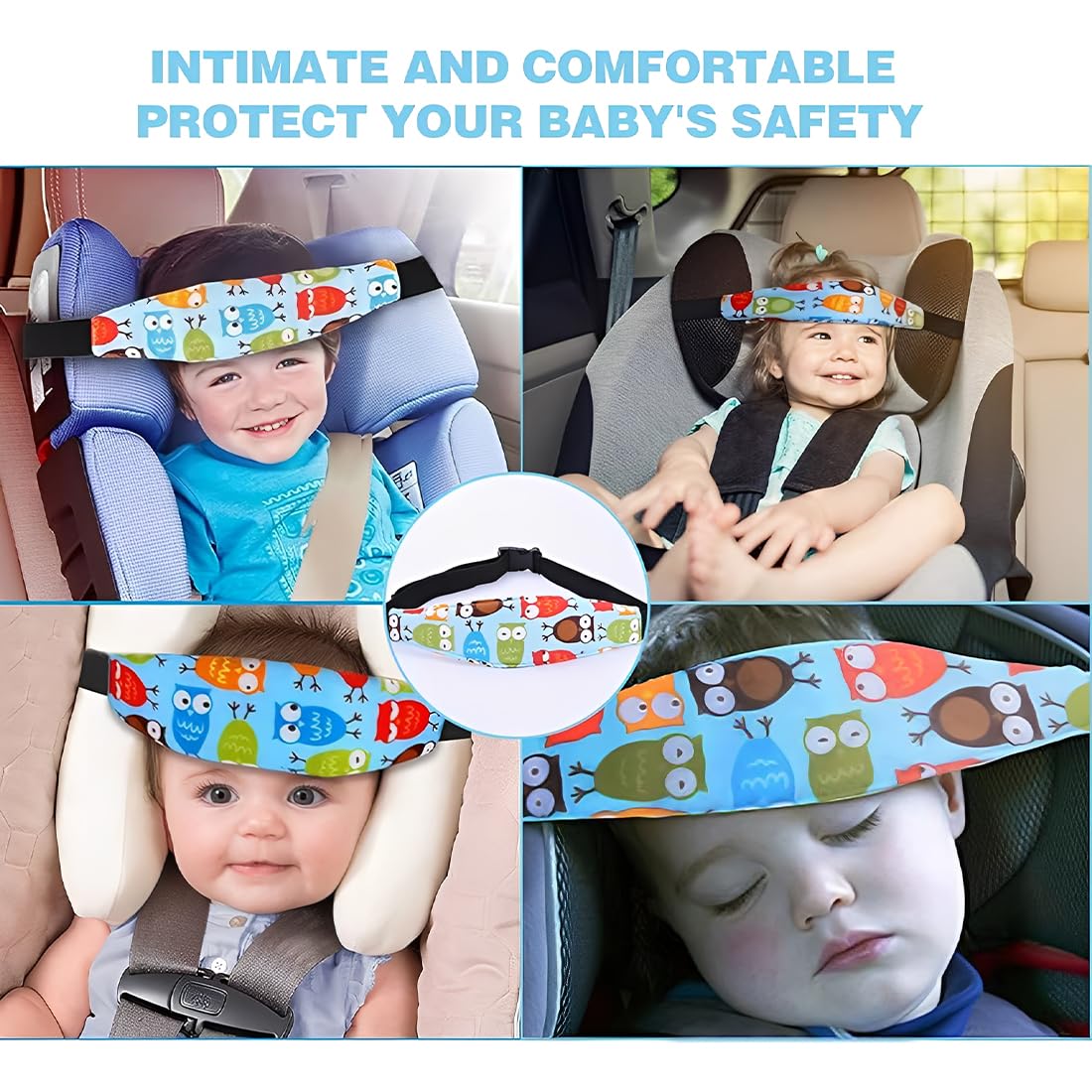 HAZMA 2 Paquetes De Bandas De Seguridad Para Sillas De Coche Para Niños, Banda Ajustable Para Cochecitos, Protege La Seguridad De Los Niños, Banda Para La Cabeza De La Silla De Coche