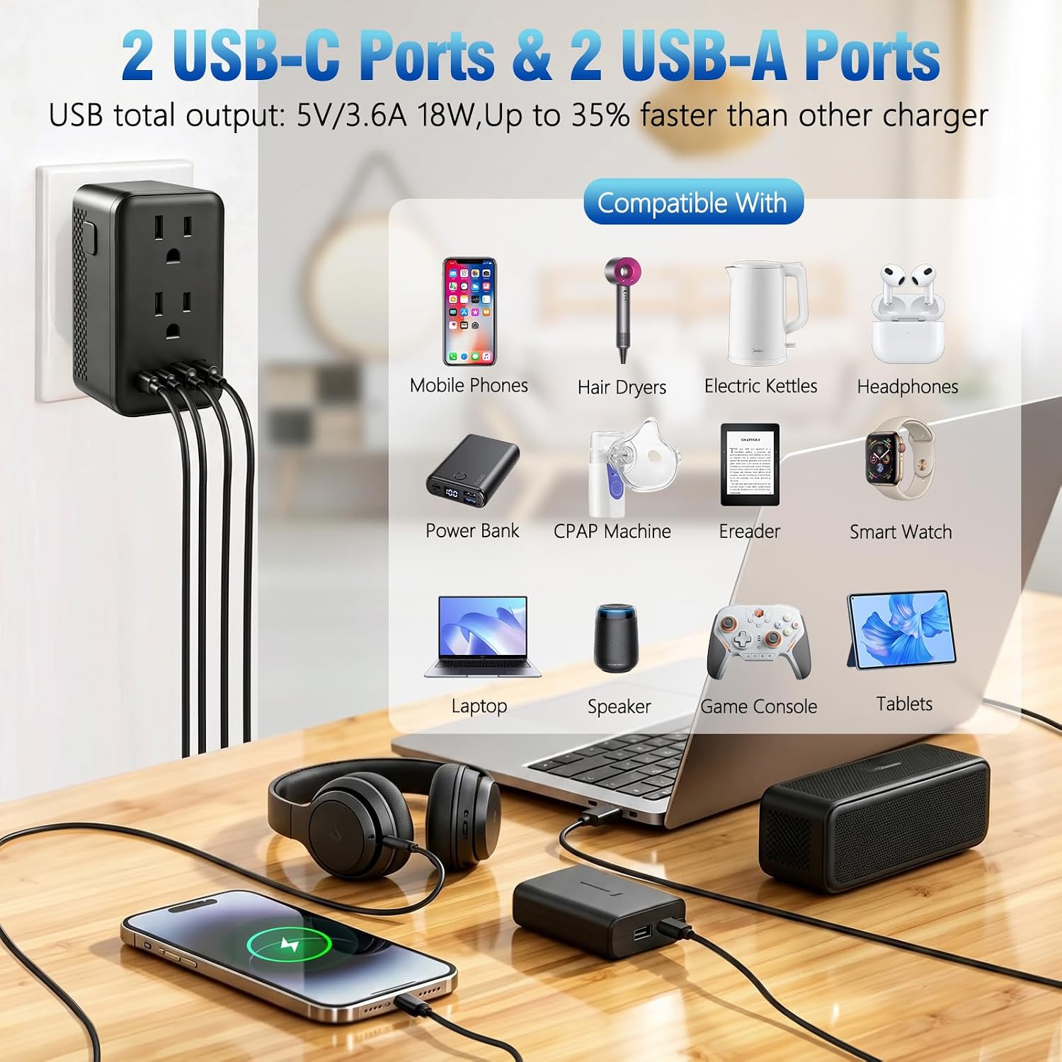 2000W Voltage Converter US to Europe,220V to 110V Converter for Hair Dryer