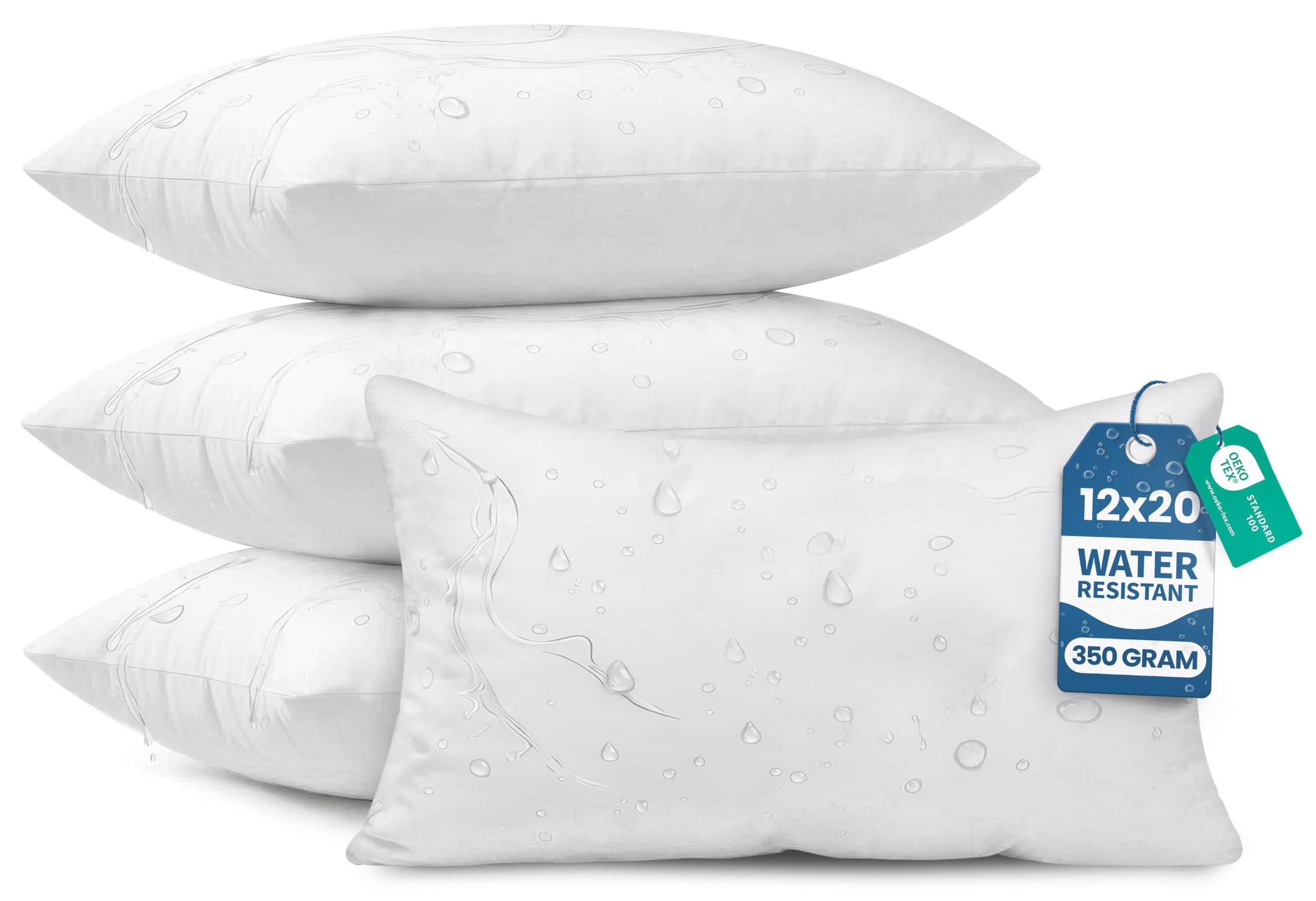 Utopia Bedding 12x20 Outdoor Pillows, Water Resistant Throw Pillows, 4-Pack