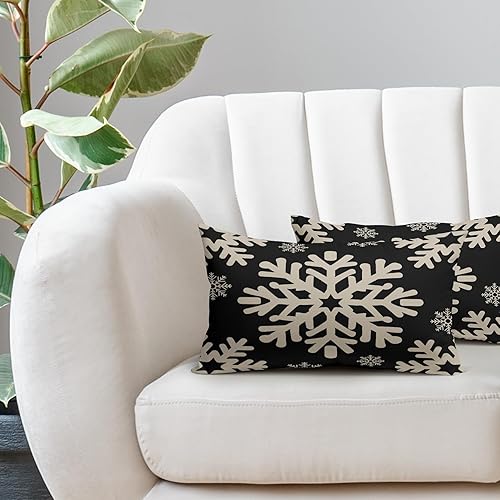 Miniatura 10 de Sivirary Juego de 2 fundas de almohada verdes de Navidad de 18 x 18 pulgadas, fundas decorativas de lino para exteriores, diseño de copos de nieve