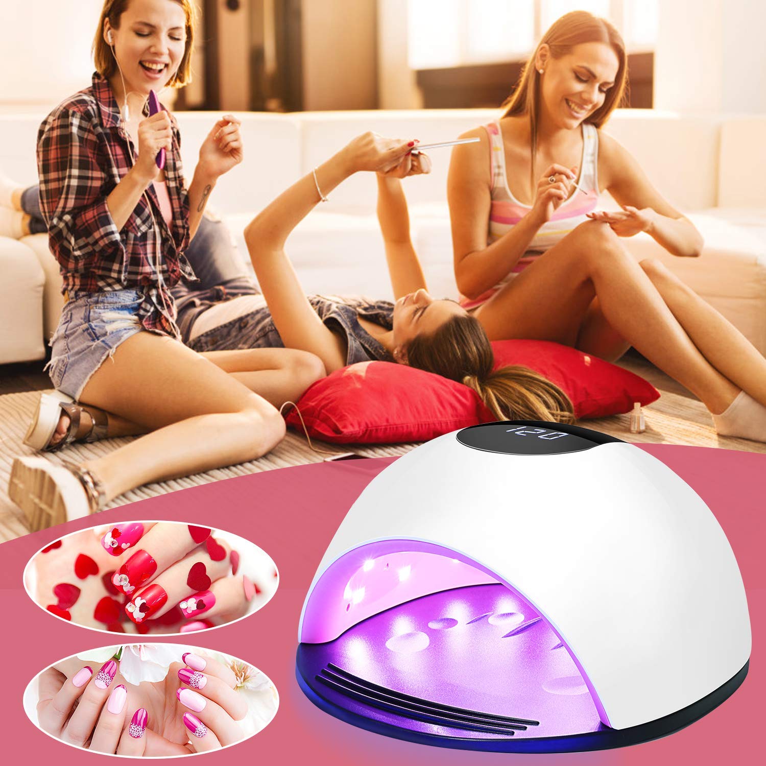 Secador de uñas LED UV, SZSMD 80 W, lámpara de uñas con sensor, temporizador 30/60/90/120S, pantalla LCD, sensor de infrarrojos, placa desmontable, luz profesional para esmalte de uñas de gel Shellac