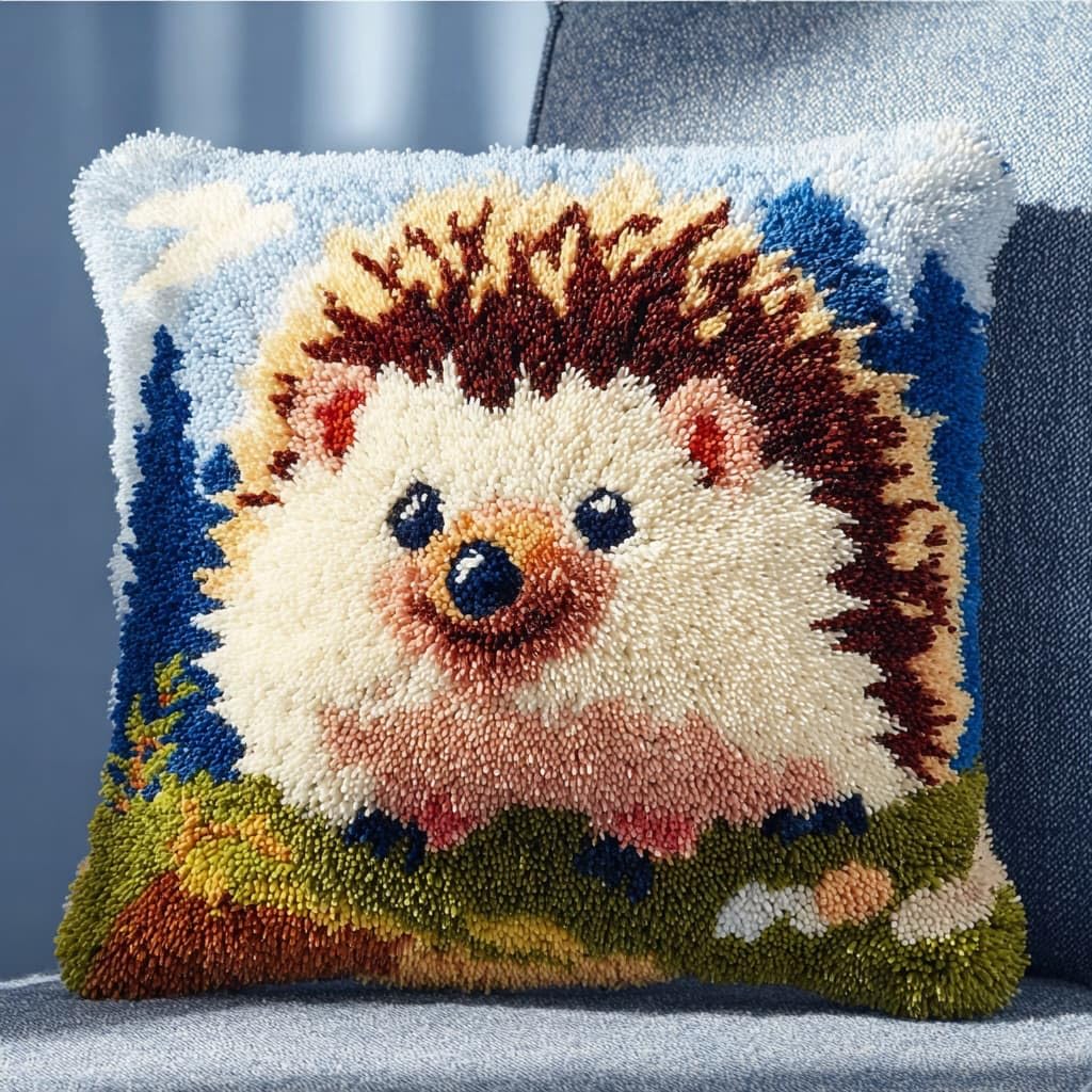 Henypt Latch Hook Cushion Kits Hedgehog