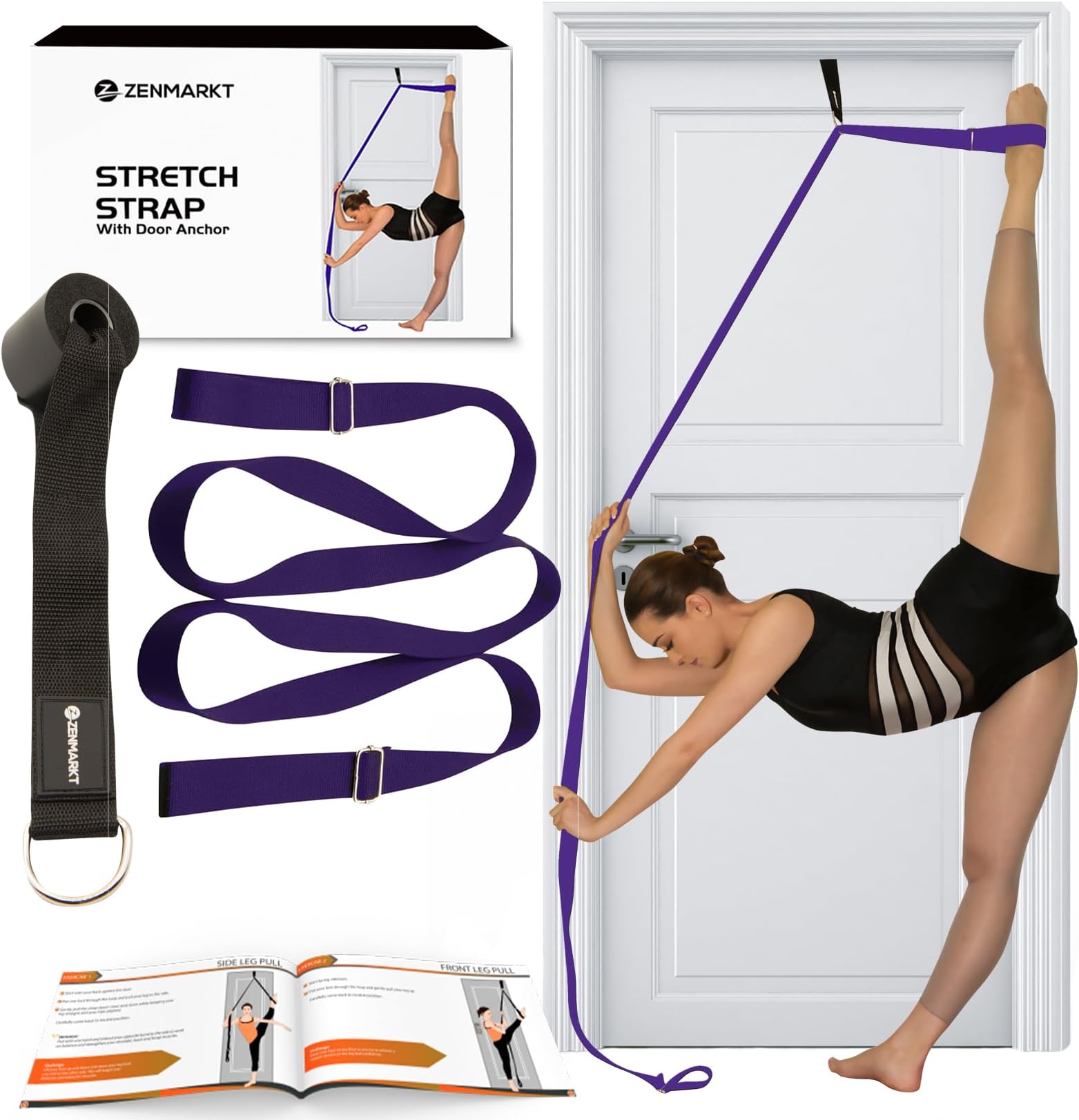 Stretching Strap With Door Anchor - Stretching Equipment to Improve Legs Flexibility - Splits Trainer For Home Ideal In Ballet, Dance, Cheerleading, Taekwondo, Yoga, Pole Dancing & Gymnastics