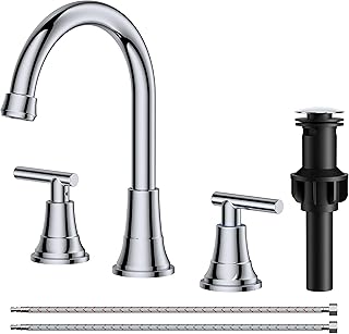 FORIOUS Chrome Bathroom Faucet Vanity 3 Holes, 8 Inch Widespread Polishe...