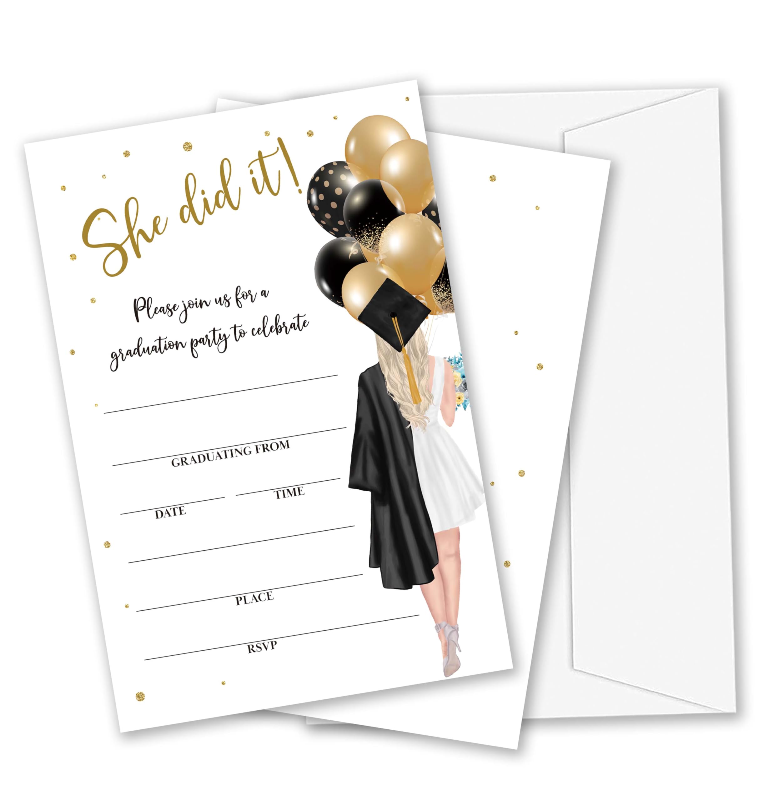 TIRYWT Graduation Party Invitations, She Did It Graduation Invite Cards, 2026 Graduation Announcements Party Invite Card, Grad Celebration Party