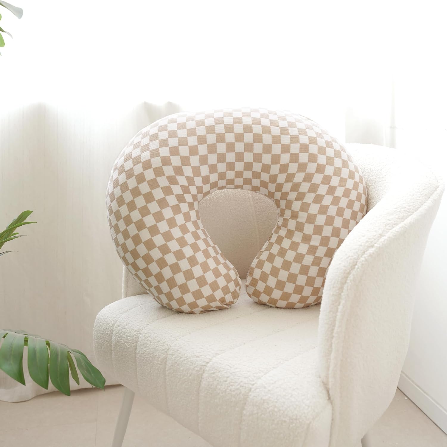 MairMore 2-Pack Muslin Nursing Pillow Covers, Breathable 100% Cotton Breastfeeding Pillow Slipcovers for Standard Nursing Pillows, Soft Covers for Baby Girls and Boys with Zipper