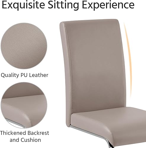 Miniatura 78 de Yaheetech Juego de 2 sillas de comedor modernas tapizadas de piel sintética con respaldo alto y patas metálicas cromadas para cocina, sala de estar,