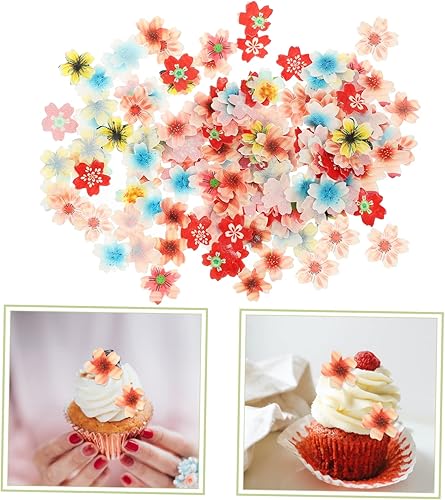 Miniatura 9 de NOLITOY Decoración comestible de flores, 1 caja, decoración de pastel de flores, papel de oblea pegajoso, papel de arroz, banquete, flores de