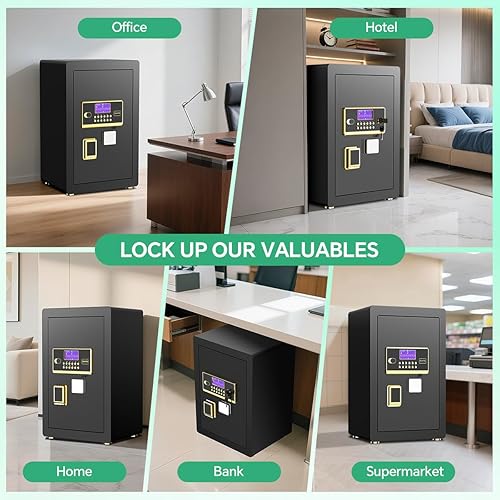 Miniatura 6 de Caja de seguridad con teclado digital y sistema de alarma  Caja de seguridad electrónica para efectivo de joyería con estantes ajustables  Incluye