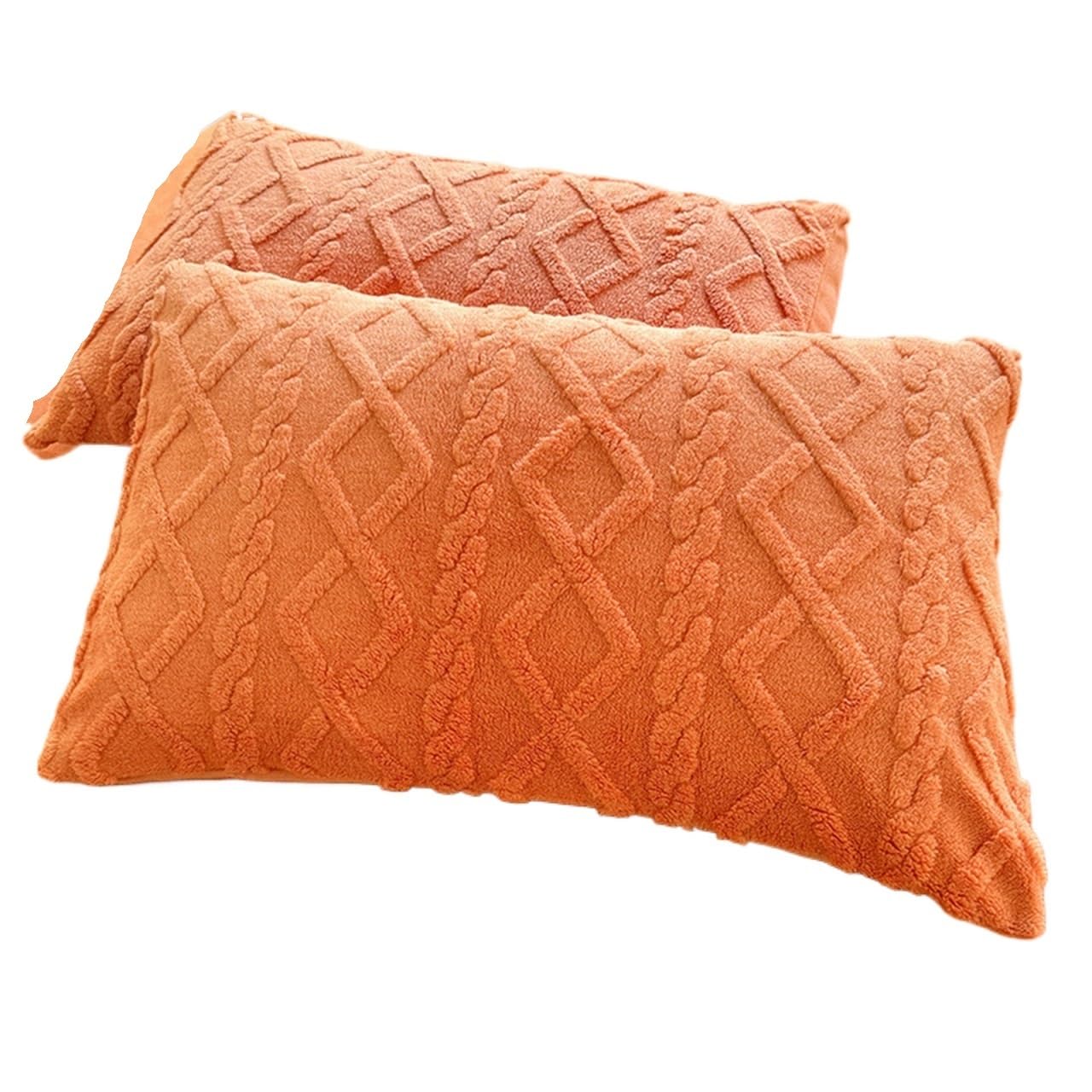 Taie d'oreiller en velours 48x74cm chaude et isolante, lot de 2 housses de coussin orange