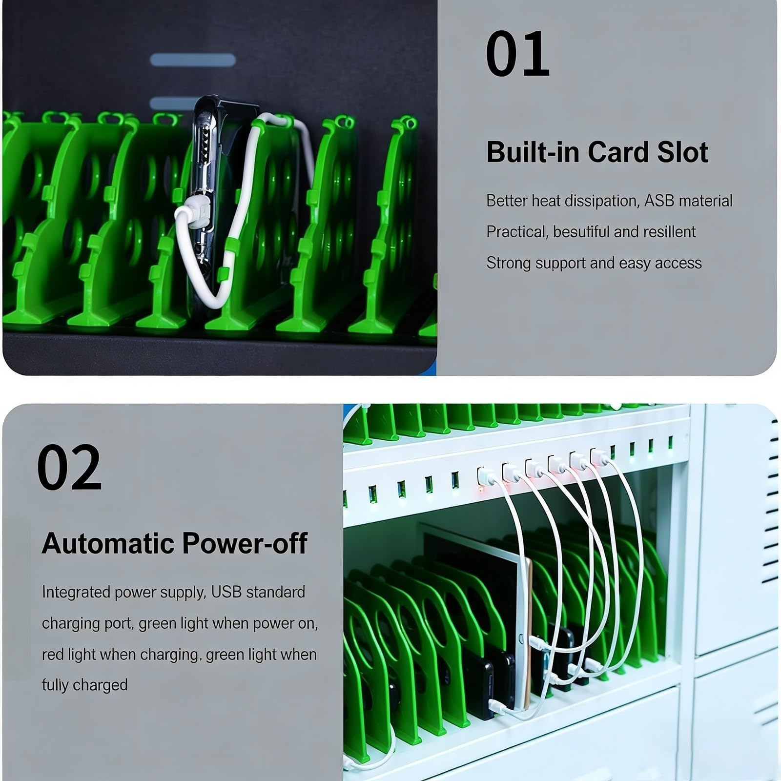 Carrello di ricarica per dispositivi mobili, armadietto per stazione di ricarica per tablet con serratura sicura, organizer di ricarica USB per scuola, ufficio e hotel, opzioni da 20 a 60 porte