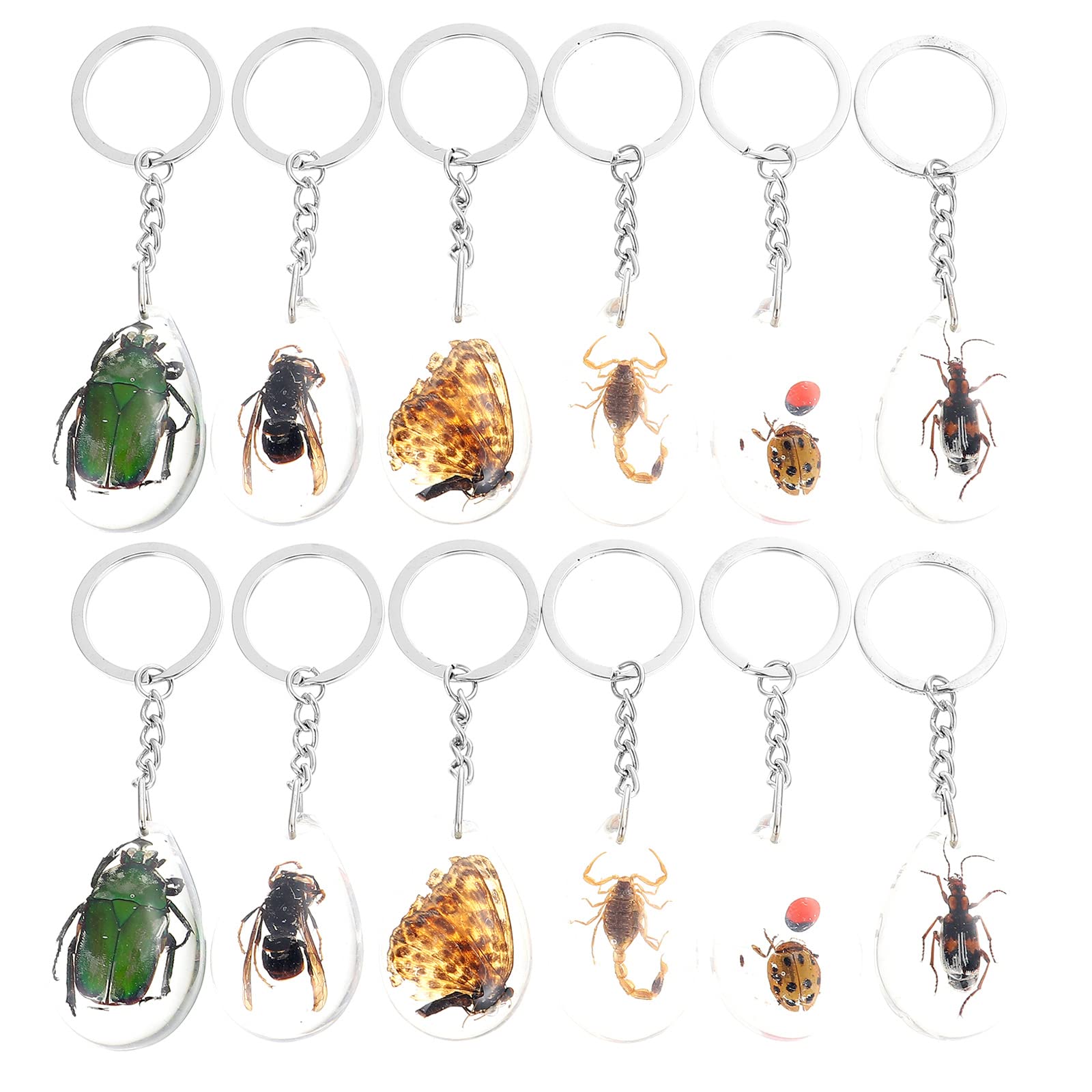 Decoraciones Para Uñas Specimen Keychain- 12Pcs Amber Specimen Pendant, DIY Specimen Key Ring, Artificial Resin Specimen Keychain, Transparent, Random Type