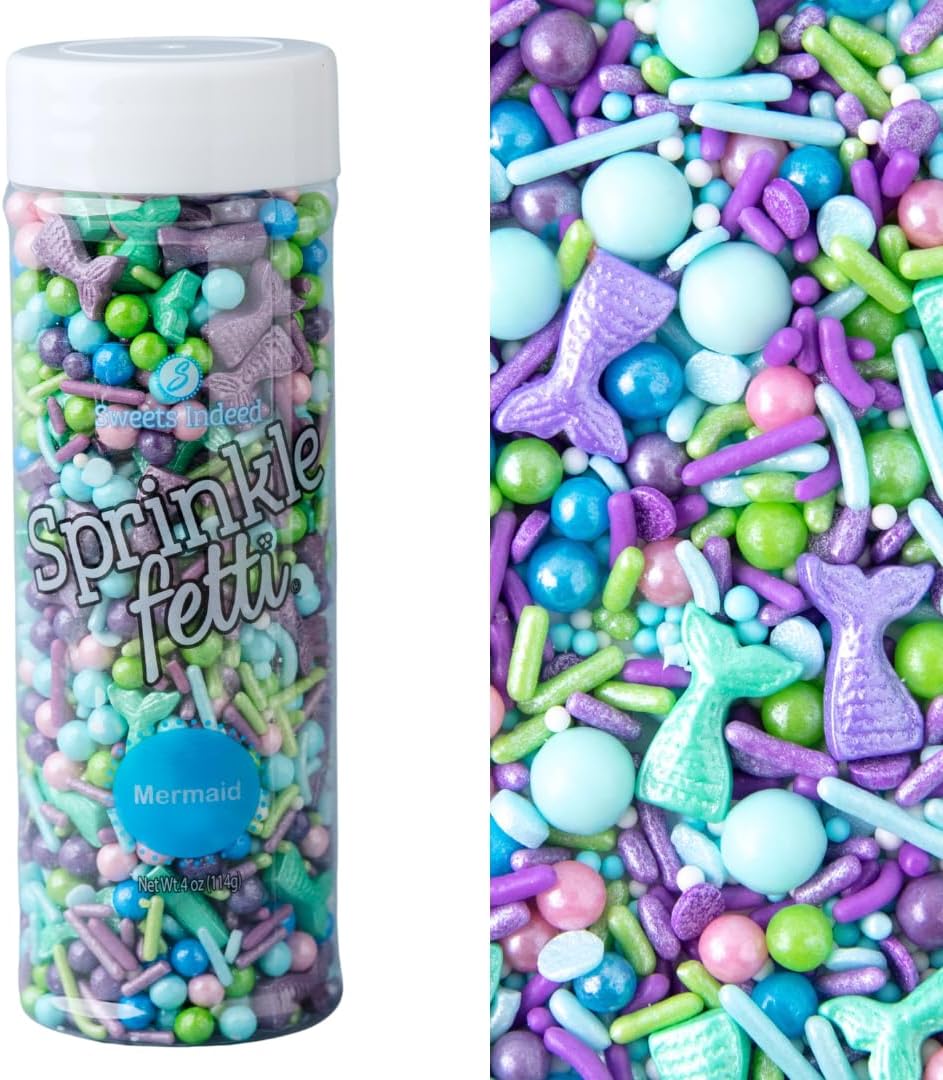 Sweets Indeed Sprinkles, Mermaid Edible Sprinkle Mix, Perfect for Cake Decorations, Baking, Ice Cream, Cookies, Cupcake Topper