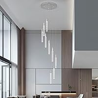 Vista 12 de Candelabro moderno de 36 luces para sala de estar, lámparas colgantes de techo de cristal negro, LED, regulables, 216 W, 6000 K, escaleras, grandes