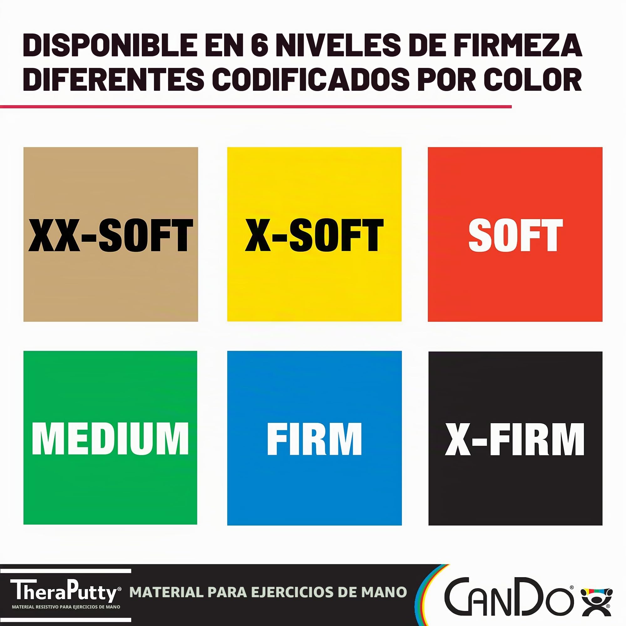 CanDo TheraPutty - Pasta modelar - 56 g - lote de 6 (Multicolor)