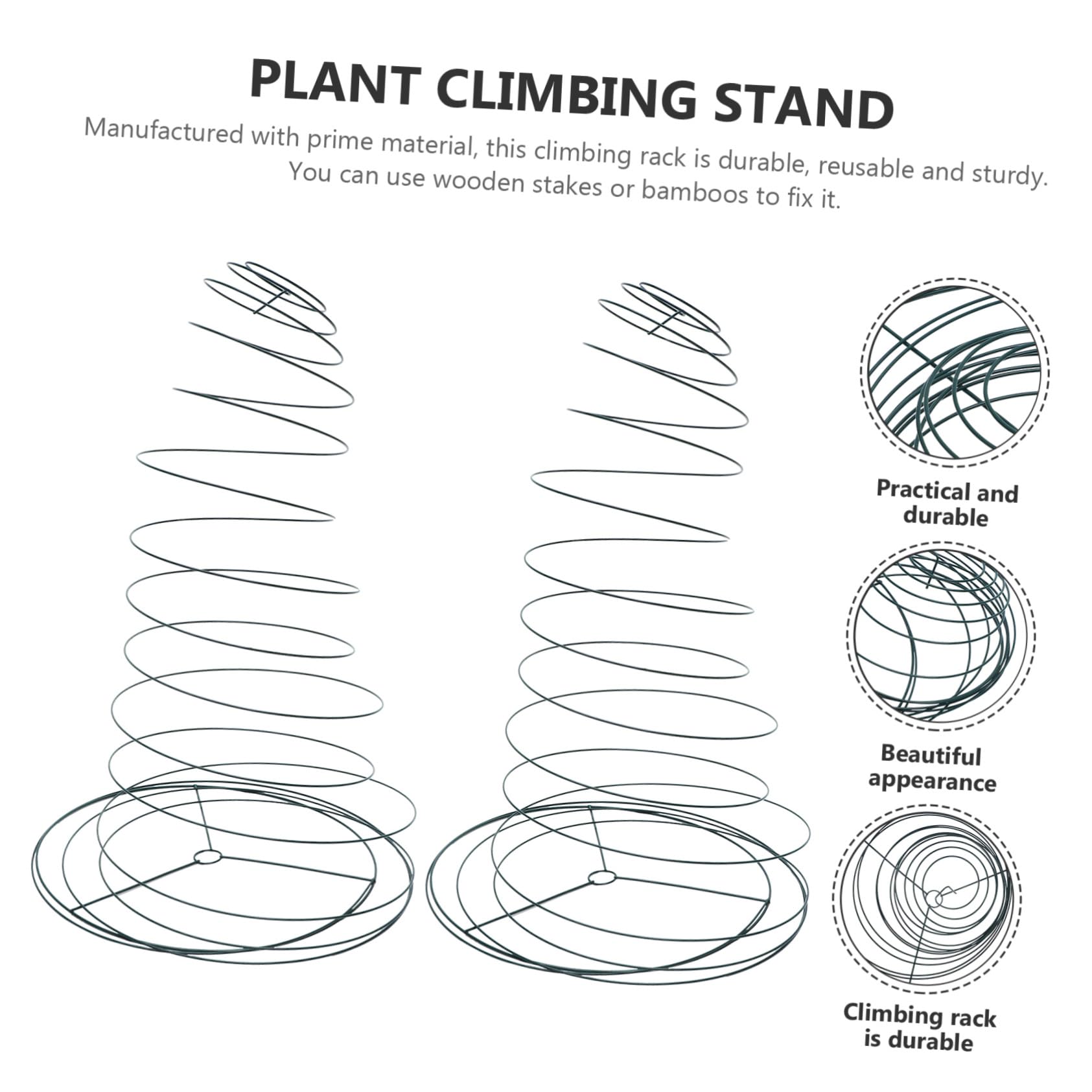 2 Stück Edelstahl Spiral Pflanzenstütze Stabiler Rankstab für Kletterpflanzen Tomaten und Gemüse Wetterfest Platzsparend für Garten Balkon und Blumentopf