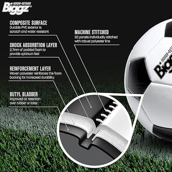 Biggz (12 Pack) Premium Classic Soccer Balls Size 5 with Ball Hand Pump