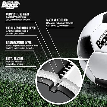 Biggz (12 Pack) Premium Classic Soccer Balls Size 5 with Ball Hand Pump