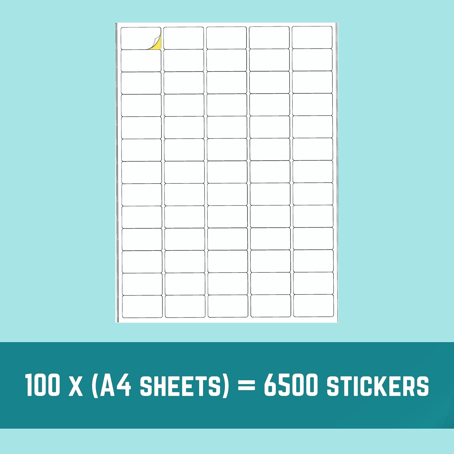 Double Dragon, A4 Self Adhesive Address Labels Sticker Paper, 65 Labels Per Sheet, 100 Sheets, 38.1 x 21.2mm, 6500 Labels. for Laser Printing, Inkjet Printing, Pen/Pencil/Marker Hand Writing