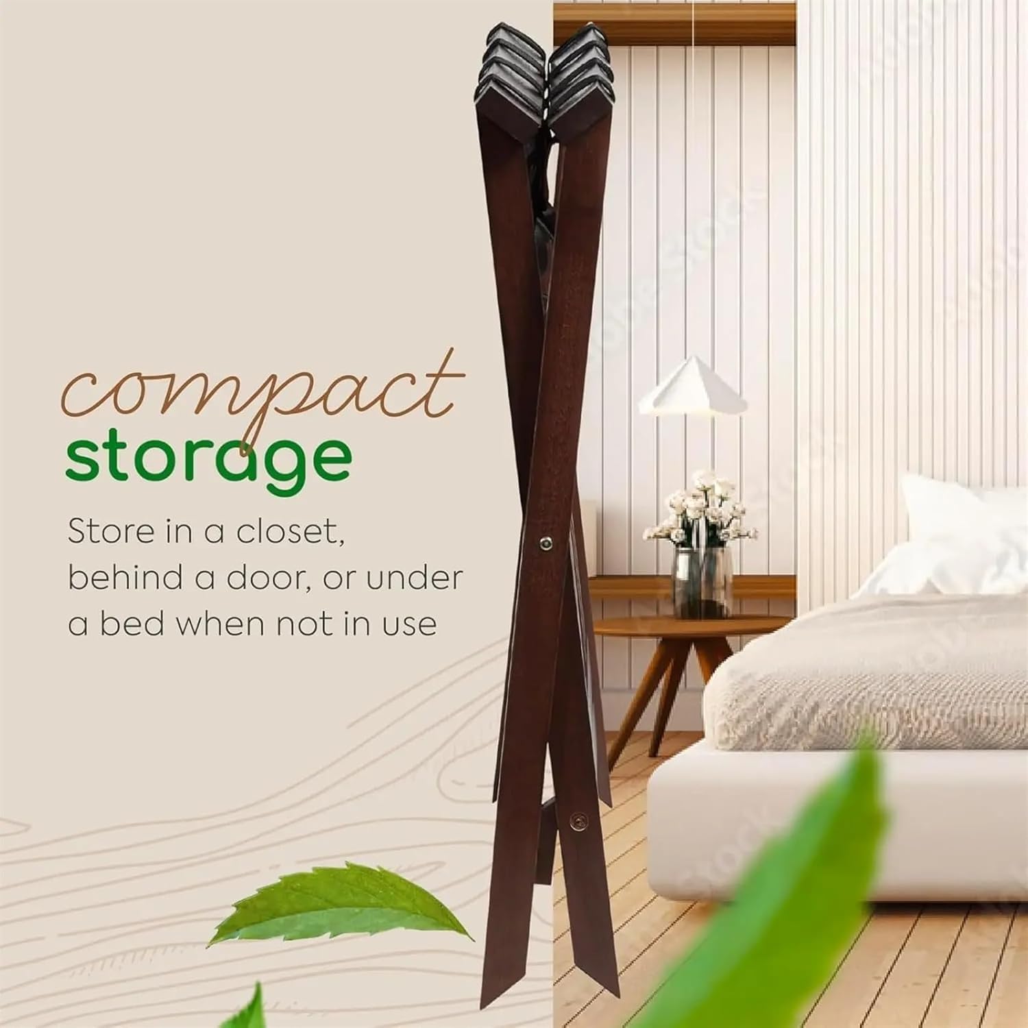 Luggage Rack Luggage Rack with Rack Shelf, Portable and Foldable Wooden Suitcase Stand for Bedroom Or Closet for Home,Travel,Wood Brown