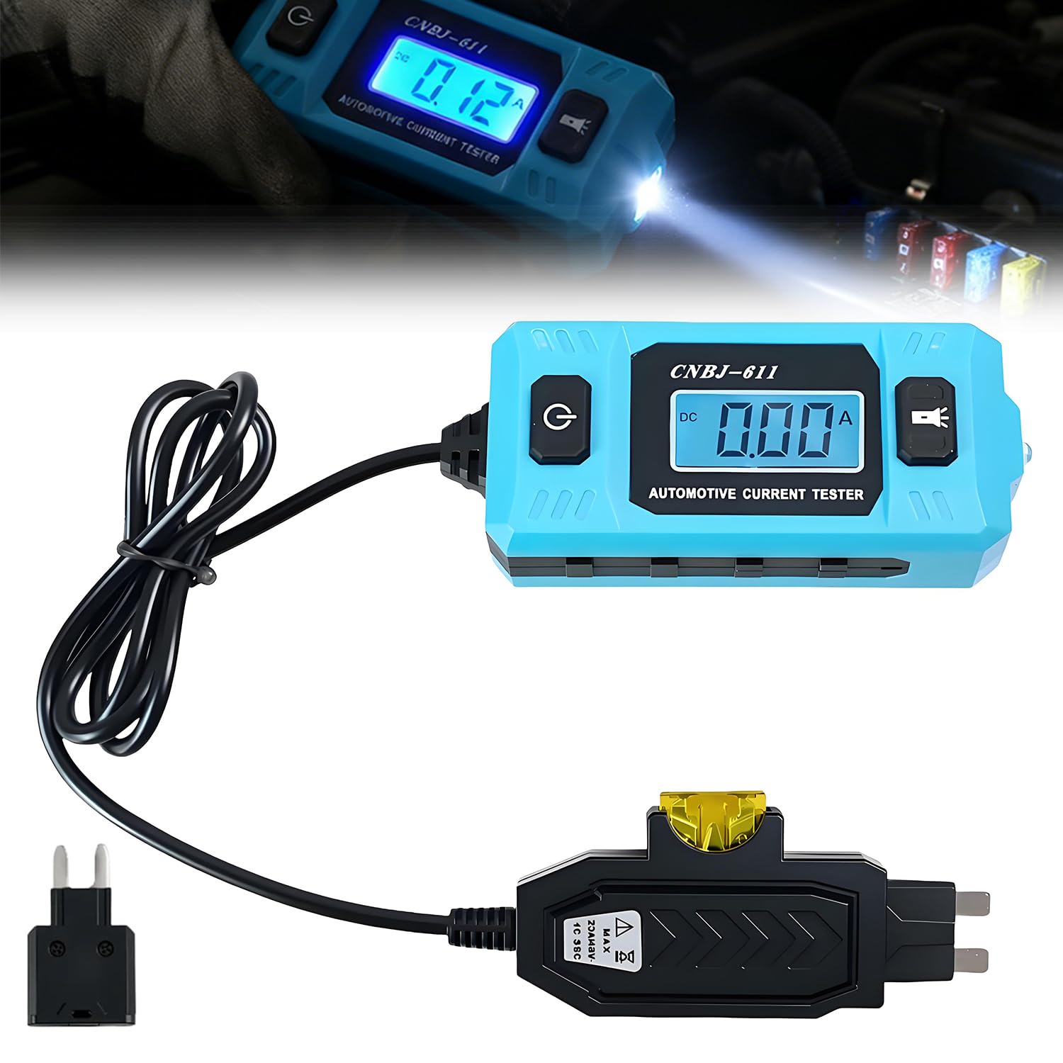 Automotive Circuit Fault Probe Tester, Portable Waterproof High-Precision Automotive Relay Tester & Fuse Checker, 20A 48V Circuit Probe Testers with LED Display, Front Light (1)