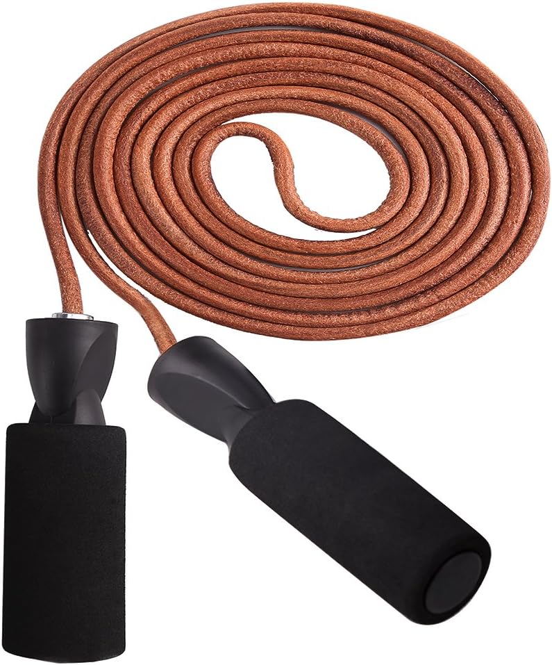 Vinkoe Skipping Rope - Leather Jump Rope for Workout and Speed Skip Rope, Adjustable Jump Ropes Best for Boxing, Outdoor, MMA & Fitness Exercise.