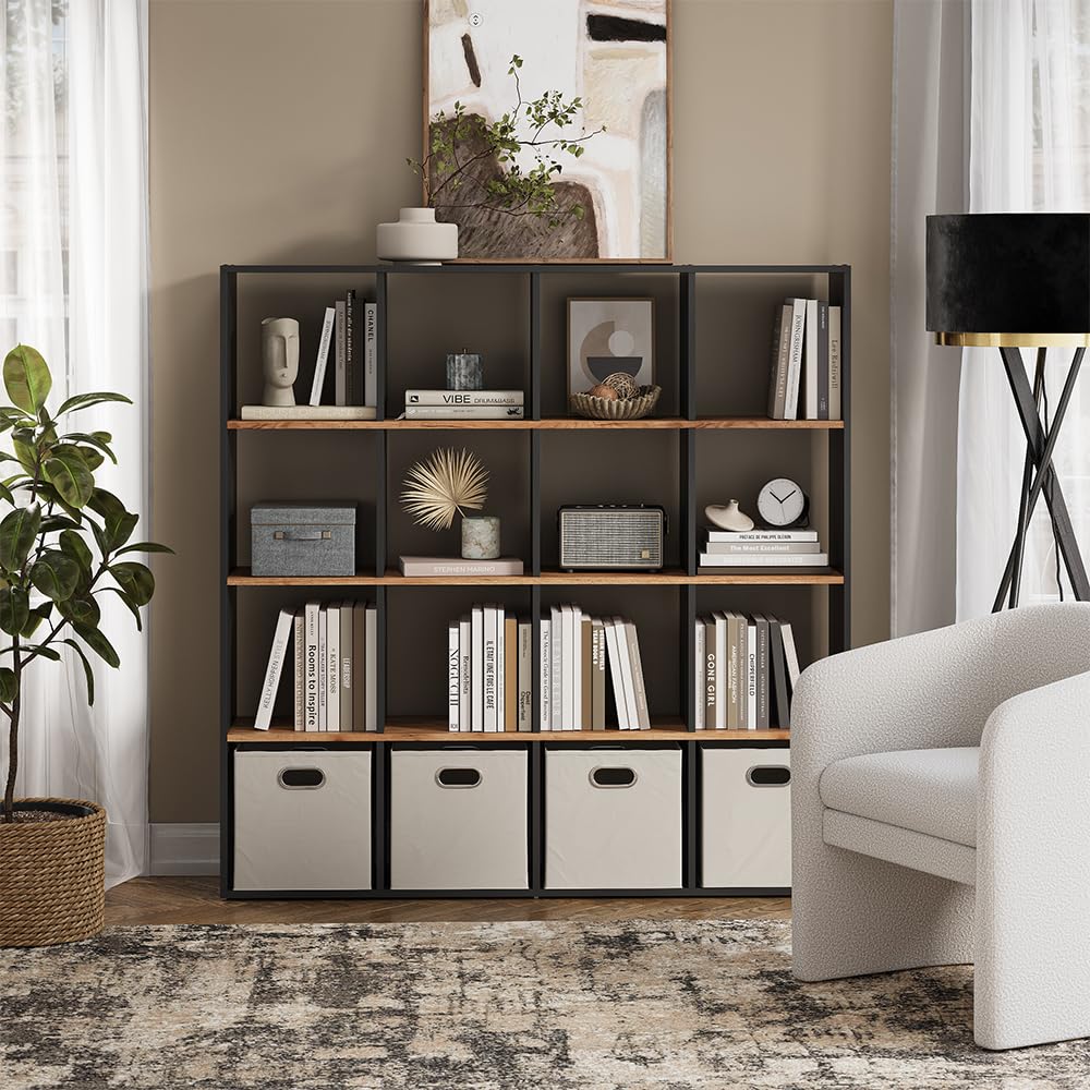 Vicco Scaffale Karree, Antracite/Rovere dorato, 142.4 x 143 cm | per una suddivisione flessibile dello spazio e una conservazione ordinata