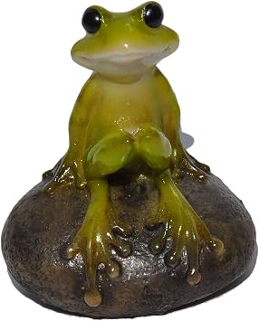Top Collection 2.725-Inch Miniature Fairy Garden and Terrarium Cute Frog on Stone, Mini