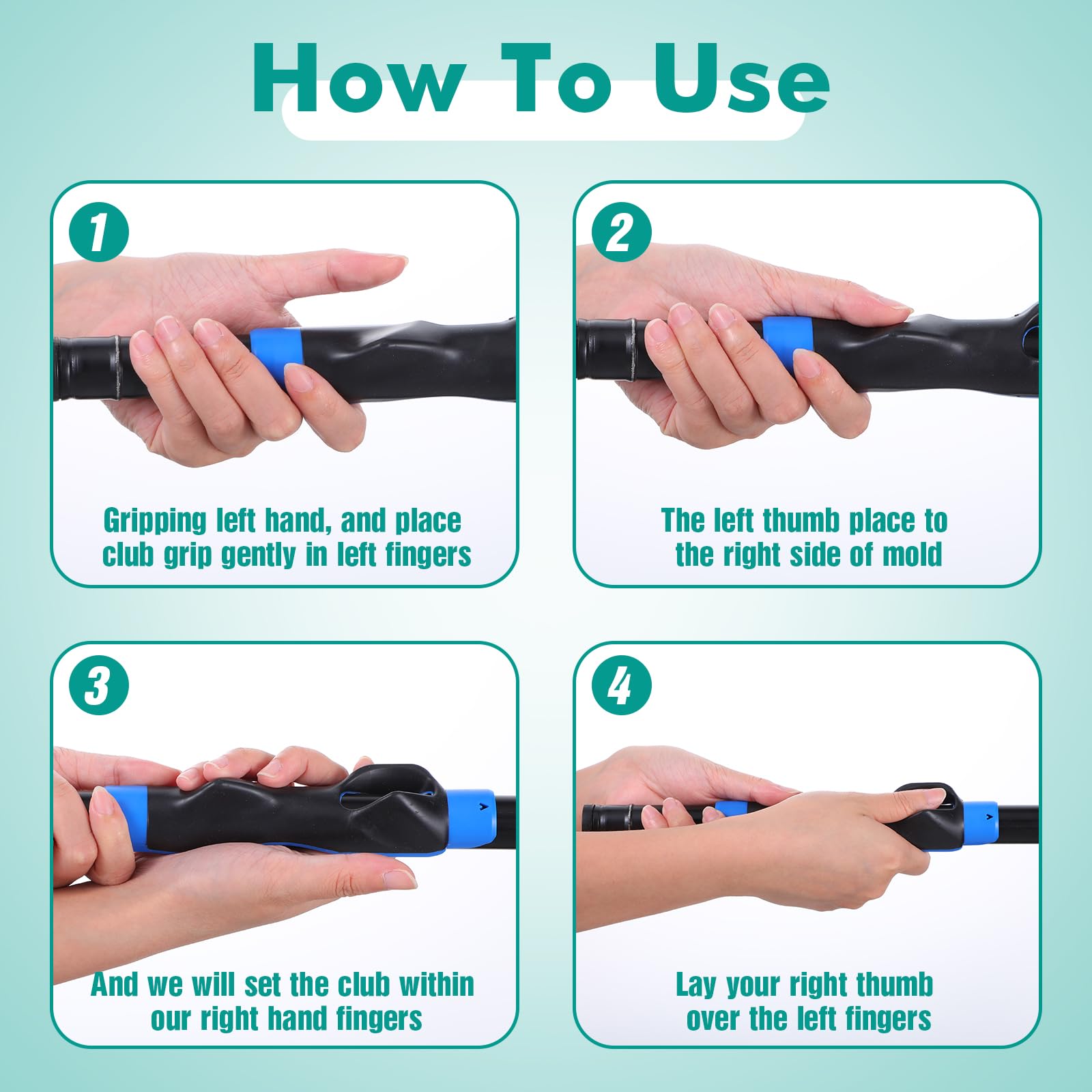 HJZHII Golf Grip Trainer, 6in Golf Training Aid Right Hand Golf Swing Trainer Golf Practice Tool to Help Train Correct Hand Position for Beginner Learn (Black+Blue)