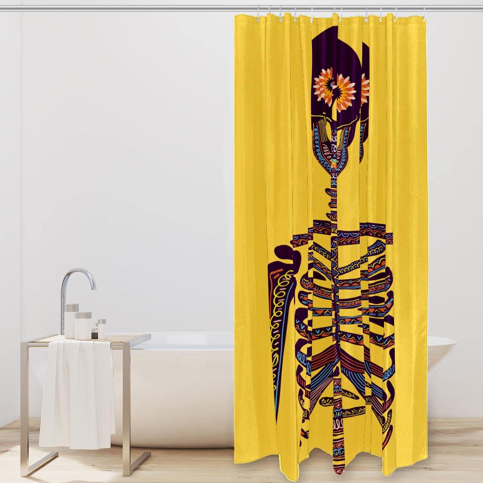 Tenda da doccia, scheletro del teschio del giorno dei morti, 60x72,66x72,72x72