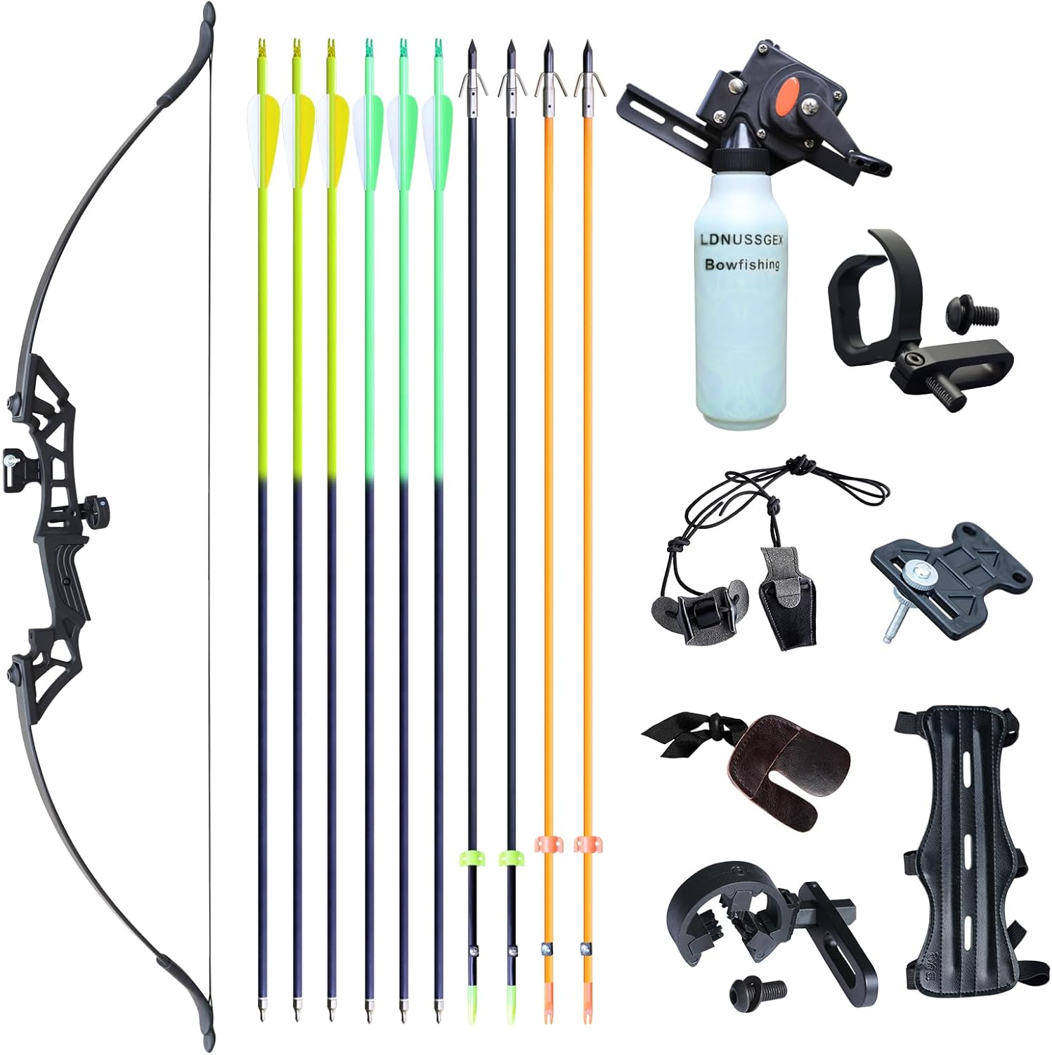 LDNUSSGEX 40lbs Bow Fishing Combo Kit Archery Recurve Bow