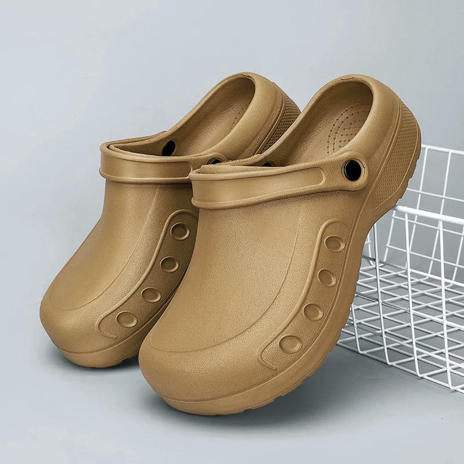 Klapki męskie buty szefa kuchni dla mężczyzn, antypoślizgowe kapcie EVA, podeszwa zewnętrzna, wygodne chodaki ogrodowe, wodoodporne sandały, rozmiar 39-46-688 Khaki-40