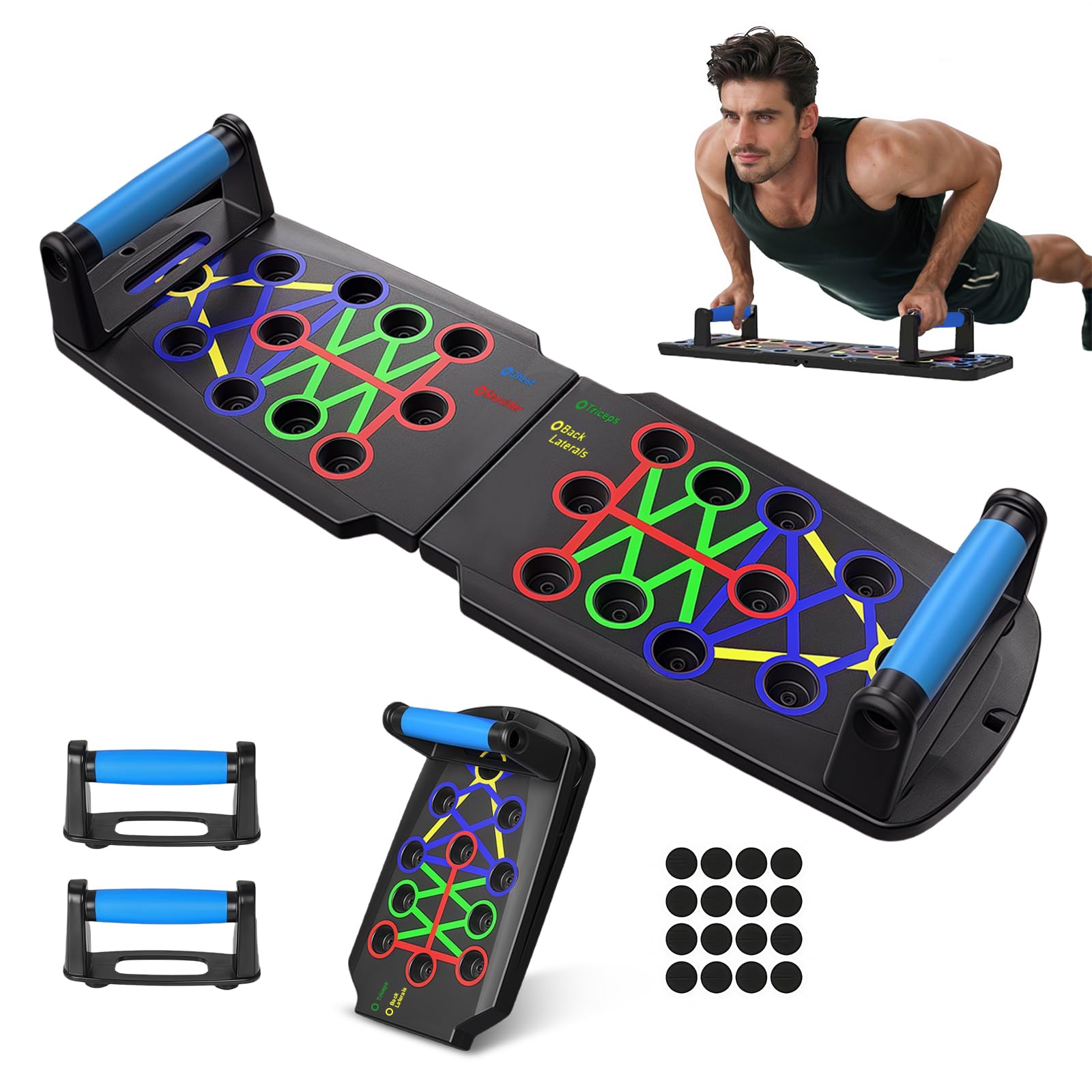 Flintronic 28 in 1 Removable Push Up Board, Multi-Function Press up Board with Non Slip Stickers, Portable Push Up Stands for Men/Women, Exercise the Upper Body Shoulders, Chest, Back, Triceps