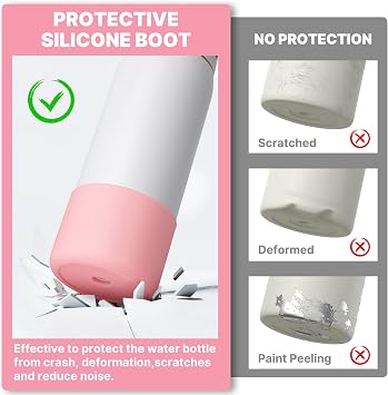 Silicone Boot for 32 oz Owala Water Bottles, Anti-Slip Protective Sleeve for Owala Twist & FreeSip & Flip Insulated Water Bottle, Boot Bottom Base for Owala (Pink)