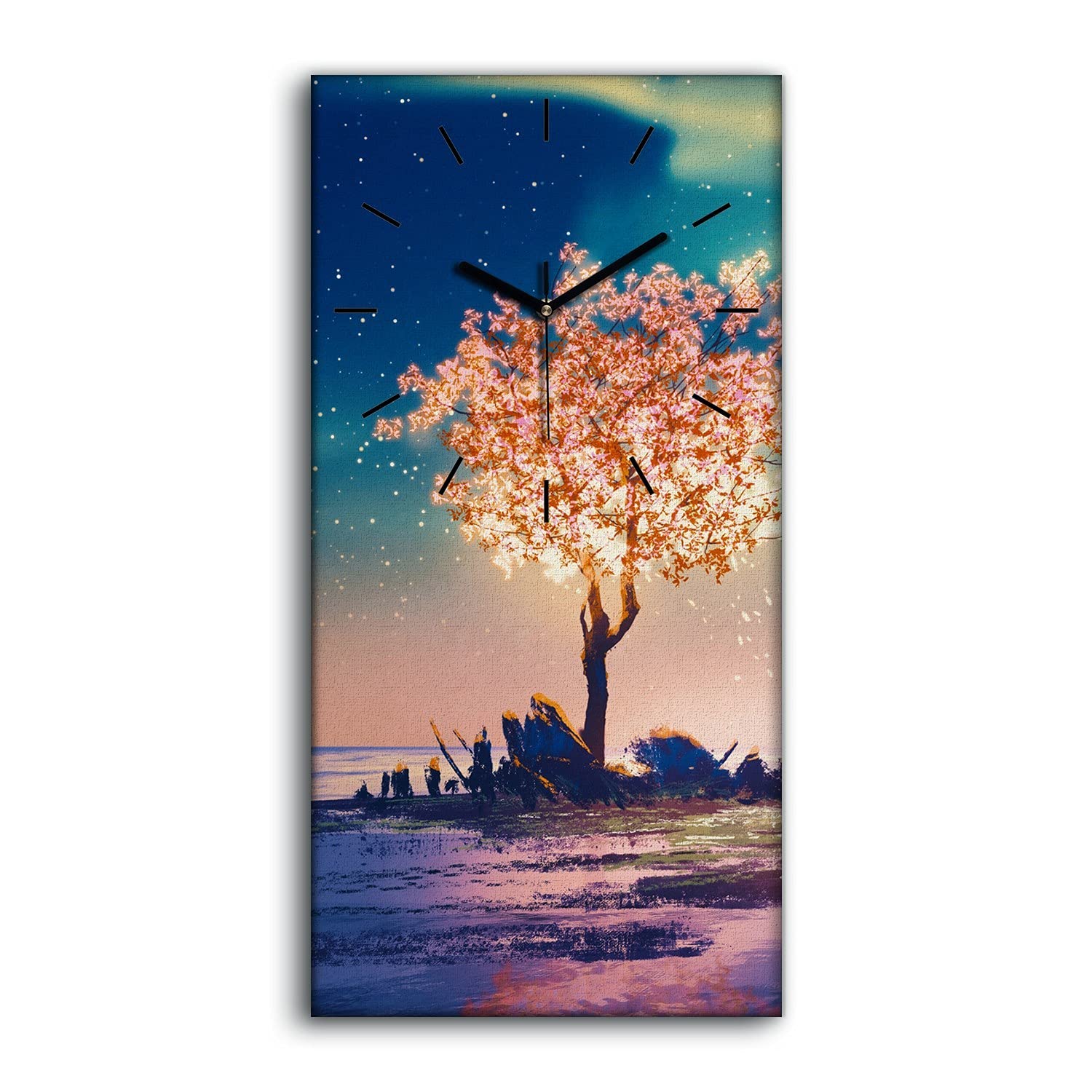 Horloge sur toile contemporaine Coloray decoration murale raffinee motif nuit etoilee