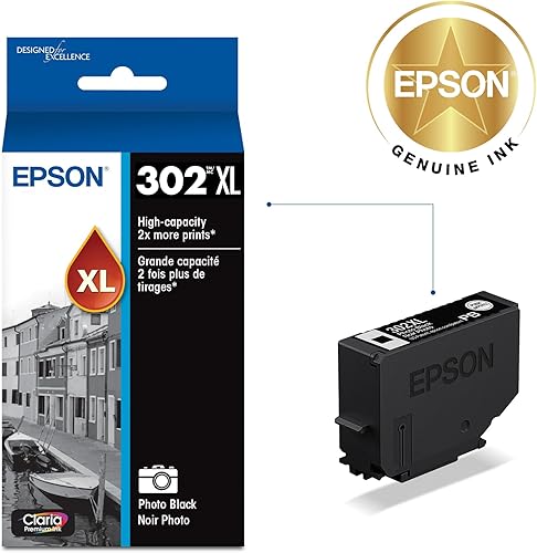 Miniatura 2 de EPSON 302 Claria Premium Ink Cartucho negro fotográfico de alta capacidad (T302XL120-S) funciona con Expression XP-6000, 6100