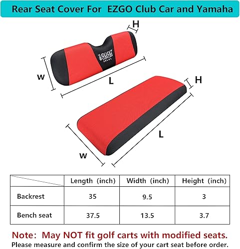 Miniatura 8 de 10L0L Juego de fundas de asiento delantero y trasero para carrito de golf para Club Car DS y EZGO RXV TXT, viste tu viejo asiento de carrito de golf
