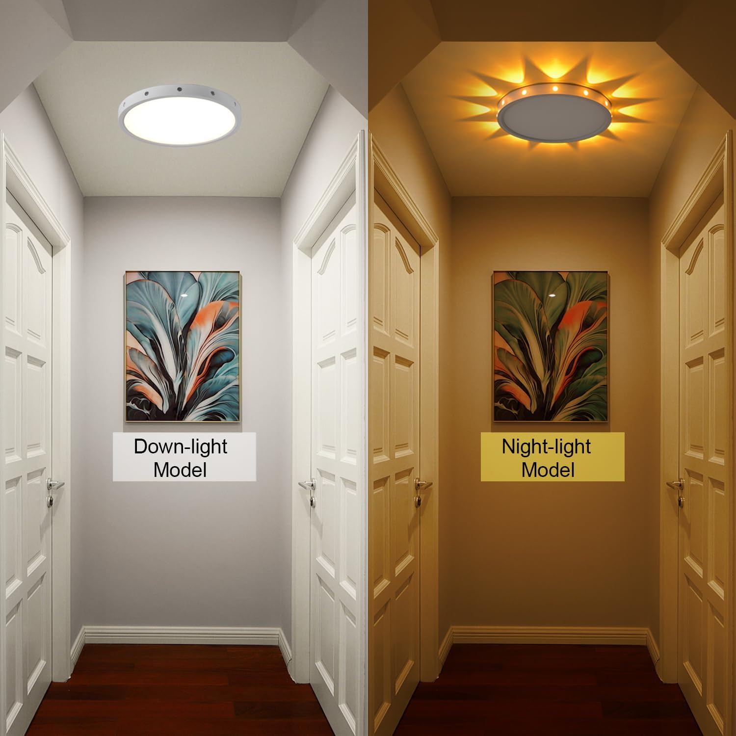 Flush Mount led Ceiling Light Fixture 3000K/4000K/5000K Selectable,Modern Ceiling Lights for Bedroom Children's Kids Dining Room Kitchen Round White