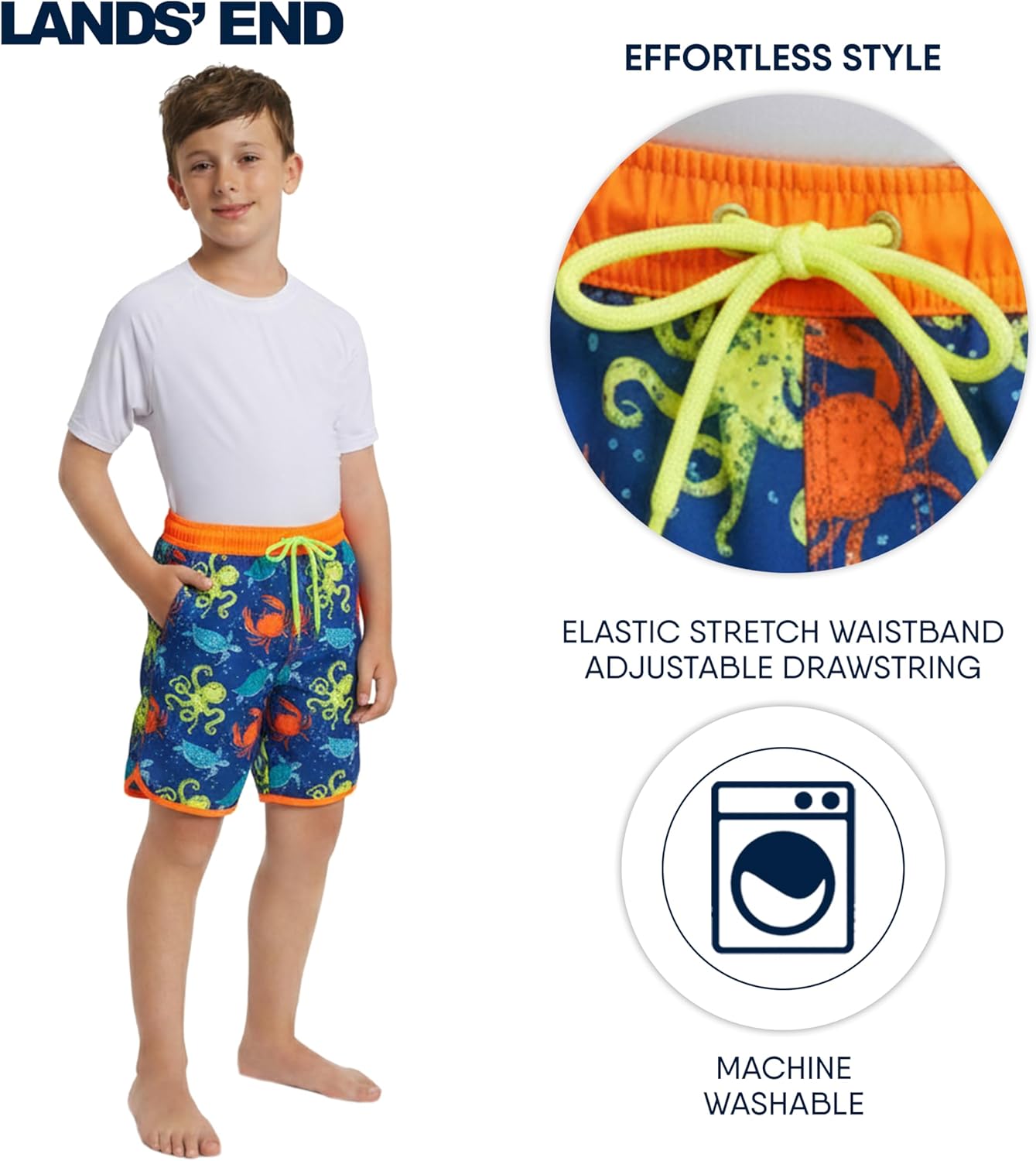 Lands' End Boys' Swimwear UPF 50+ Comfort Hydroliner Swim Trunks - Image 6