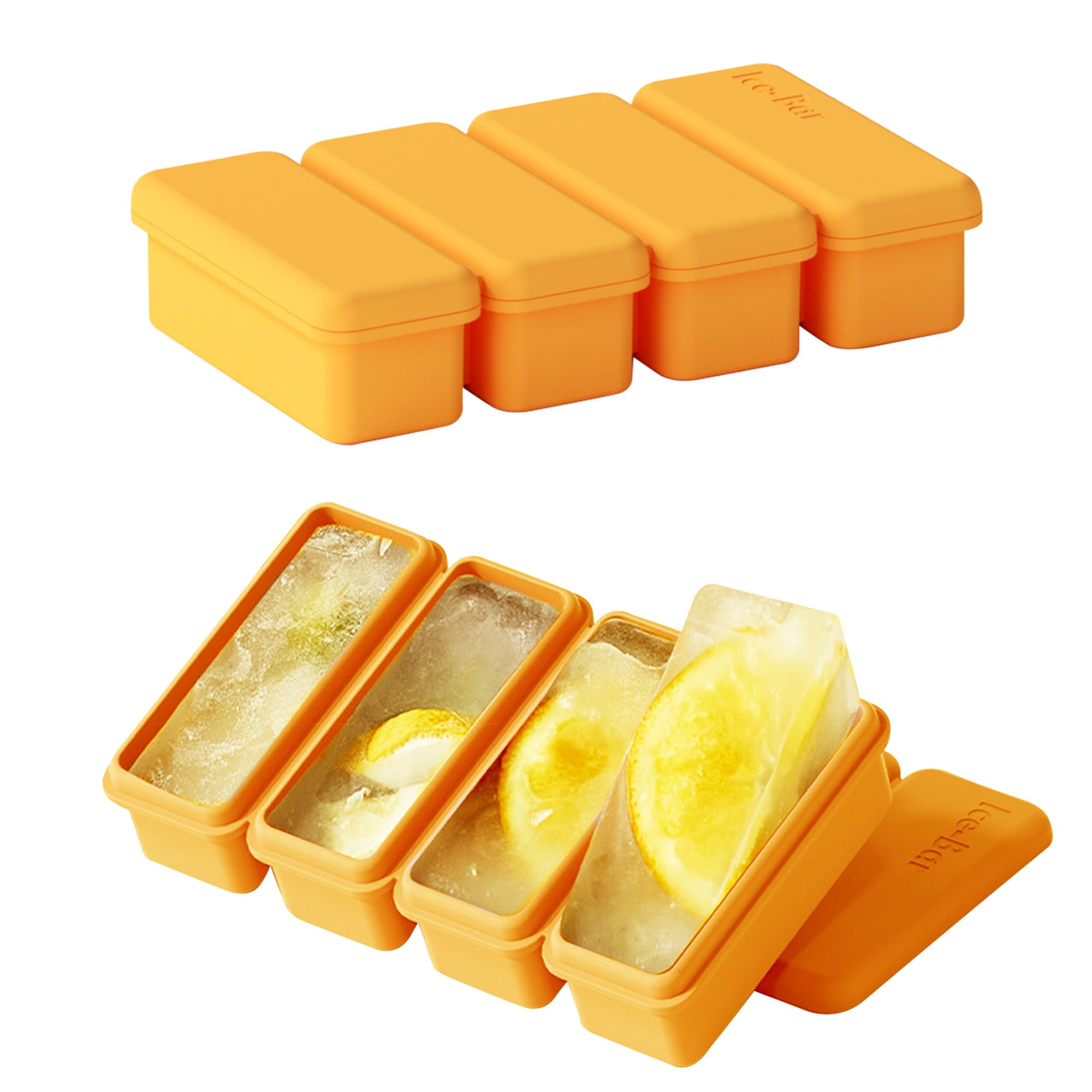 1-Pack Large and Long Ice Cube Tray Silicone Freezing Tray with Lid,Reusable Ice Cube Mold for Whiskey, Water Bottle, Rectangle Ice Stick for Soup,