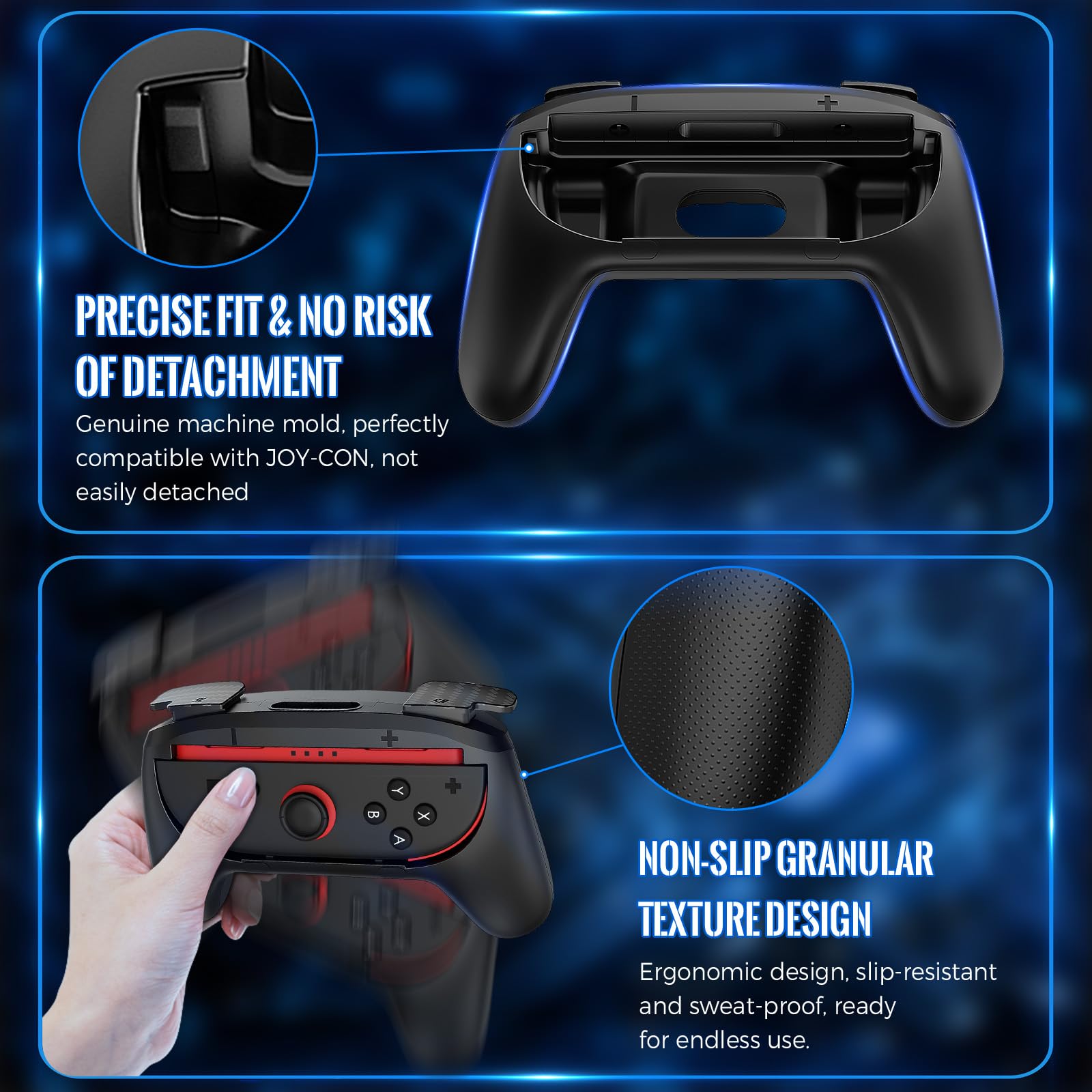Lmcpa Lot de 2 Poignées de Manette compatibles avec Nintendo Switch 2 Joy-Cons 2025, Support JoyCon Confortable pour Accessoires Nintendo Switch 2025, Noir