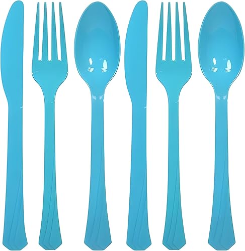 Miniatura 4 de Juego de cubiertos de lujo de plástico dorado (24 unidades), juego de cubiertos de alta calidad y elegante, duradero y desechable, ideal para