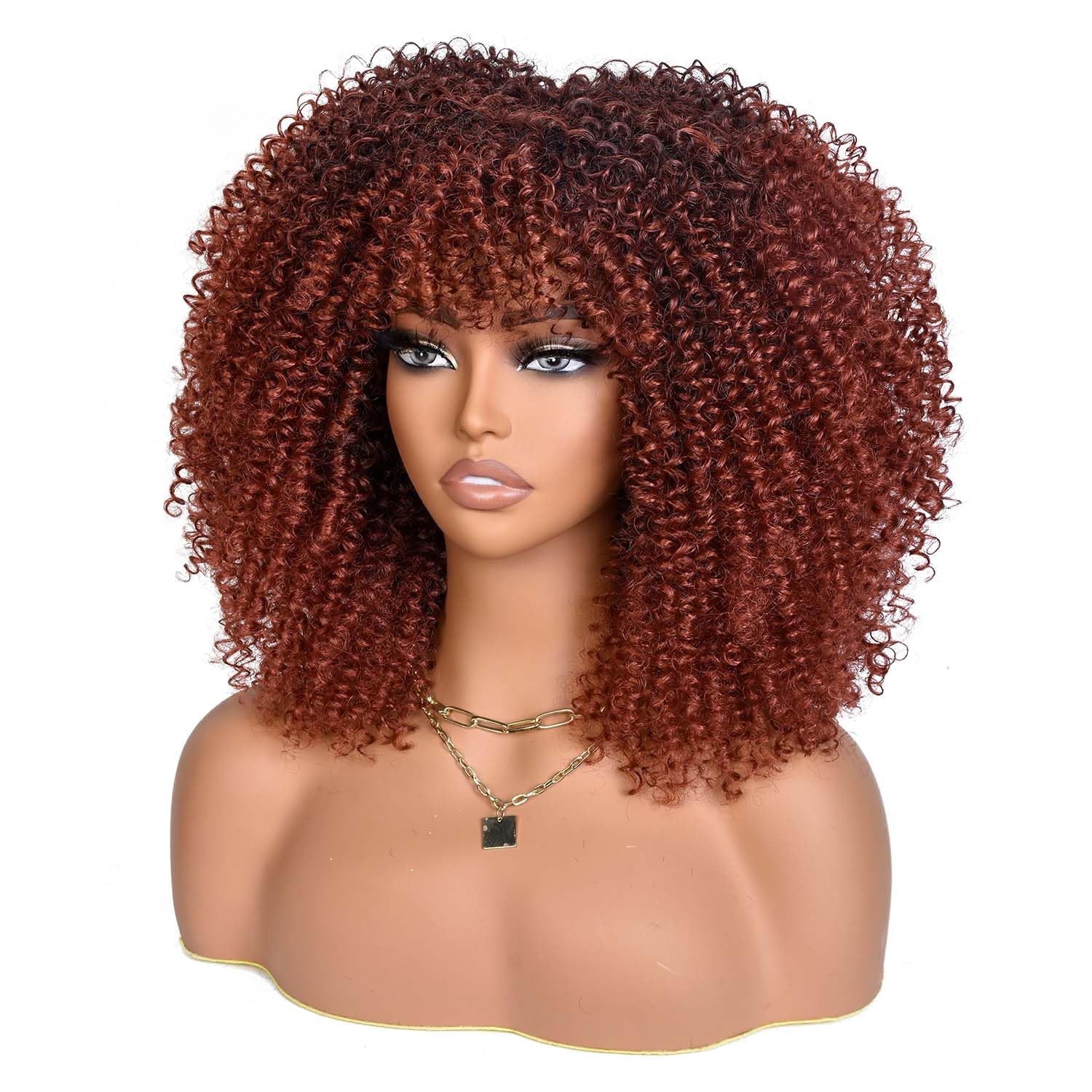 14 Inch Afro Curly Synthetic Wig with Bangs