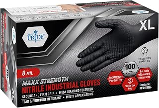 MED PRIDE Maxx Strength Nitrile Industrial Black, 8 Mil Thick - Diamond Texture Disposable Heavy-Duty, Tear-Resistant