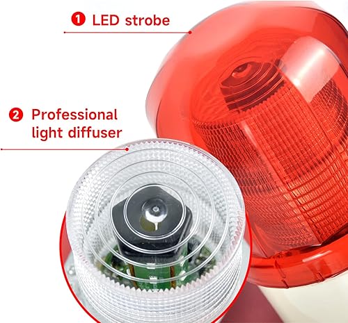 Miniatura 6 de Y DIANS Sirena de alarma temporizada al aire libre 130dB cuerno 45W emergencia impermeable seguridad industrial sirena luz con temporizador para