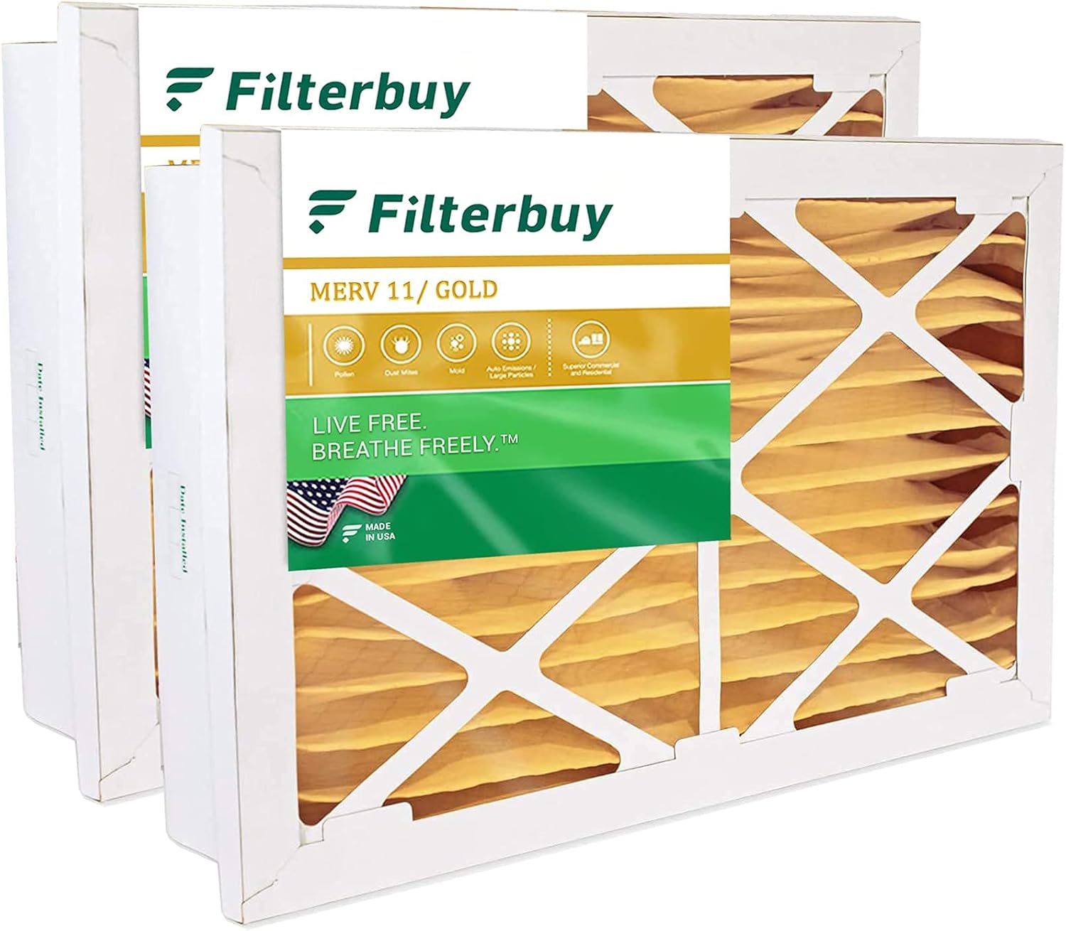 FilterBuy 20x20x5 Air Filter (2Pack, MERV 11), Pleated Replacement